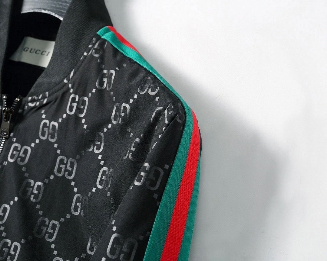 Gucci Black GG Monogram Track Jacket with Signature Web Stripes - image 4