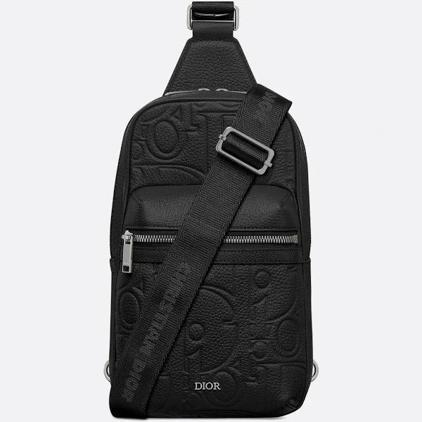 Dior Oblique Embossed Leather Sling Bag (Black) - image 2