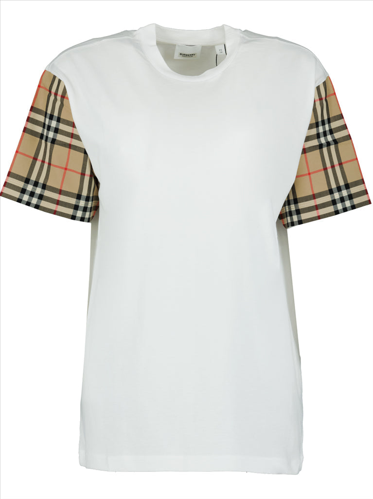 Burberry Check Sleeve Cotton T-Shirt