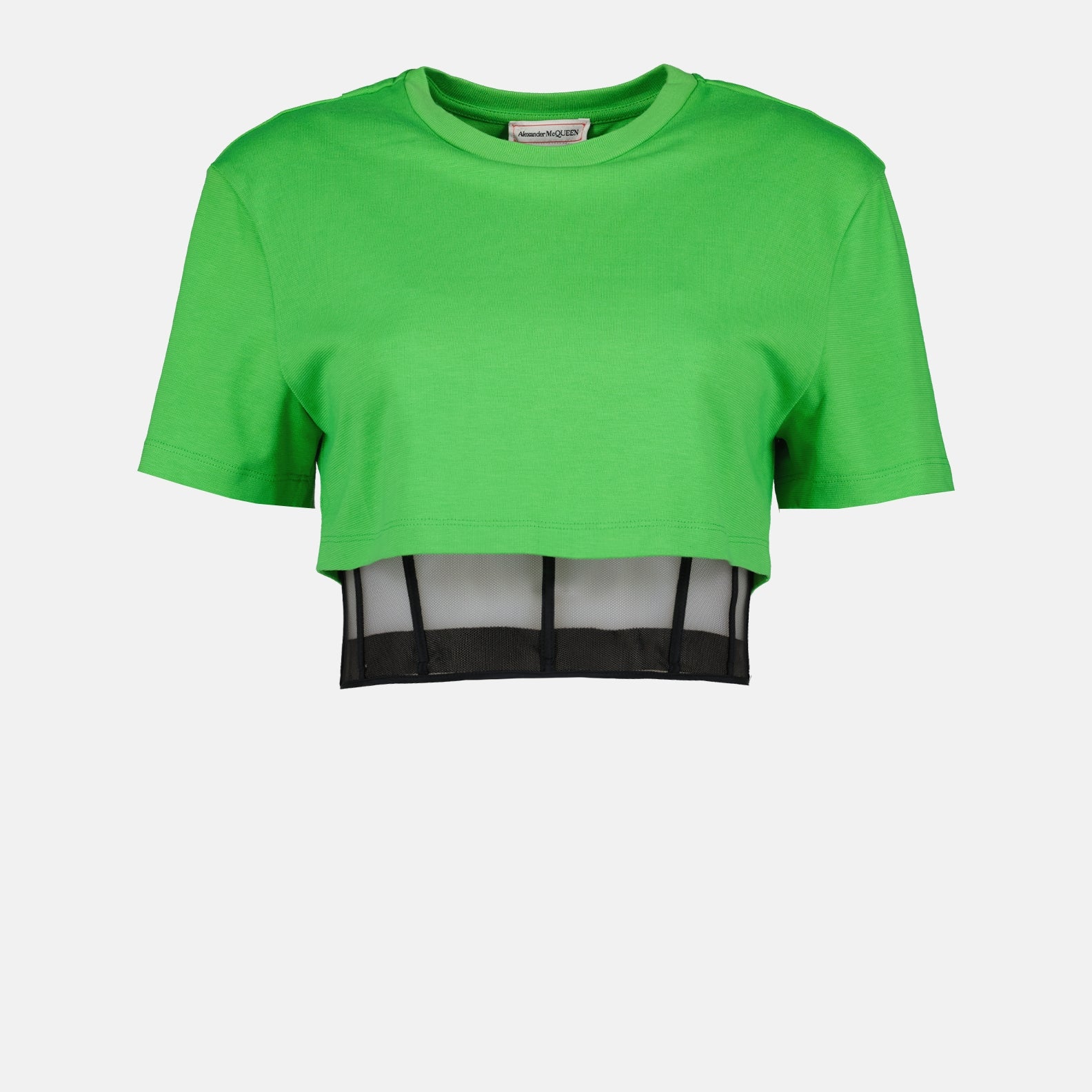 Alexander McQueen Mesh Corset Crop T-Shirt