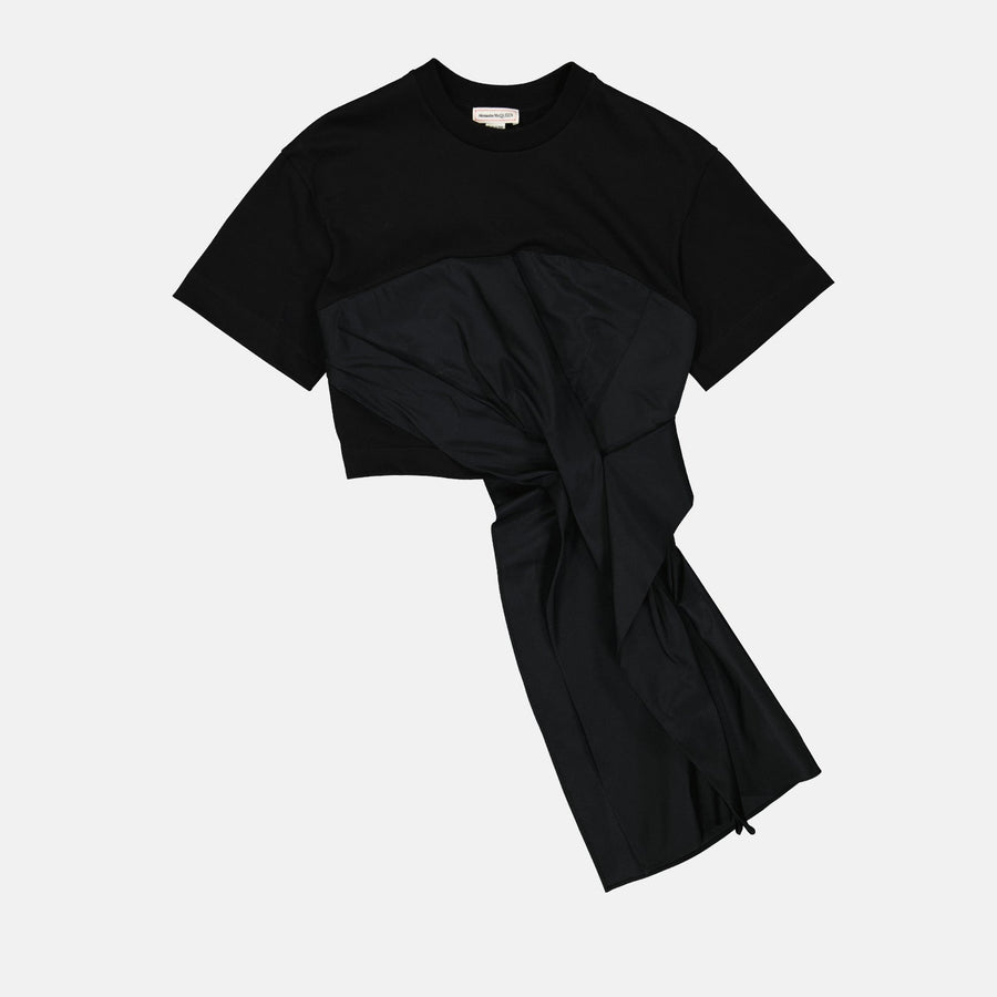 Alexander McQueen Draped Knot Crop T-Shirt