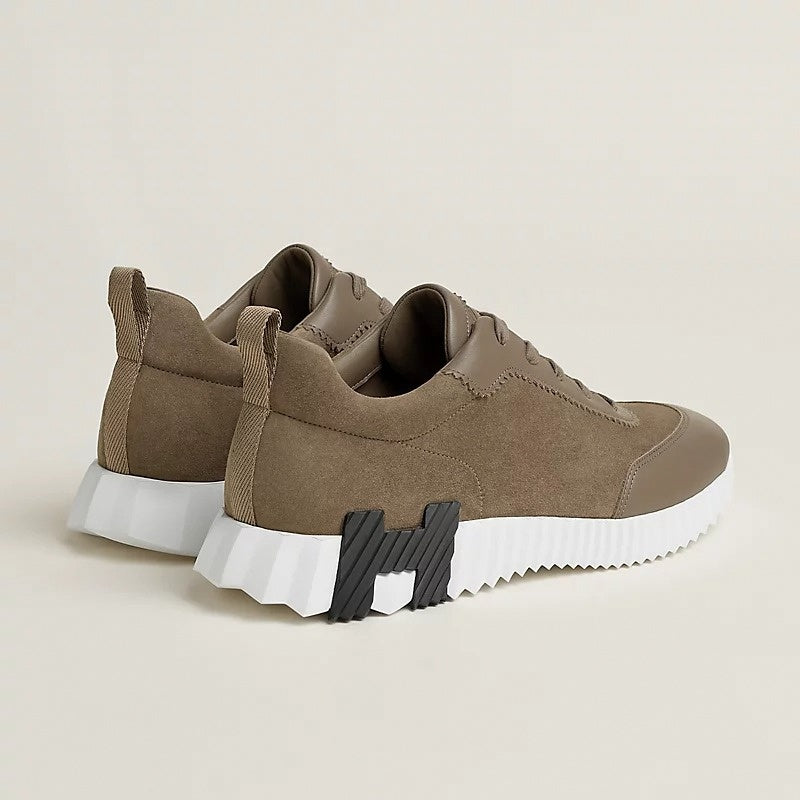 Hermes Bouncing Sneaker in Taupe Calfskin and Suede - image 3