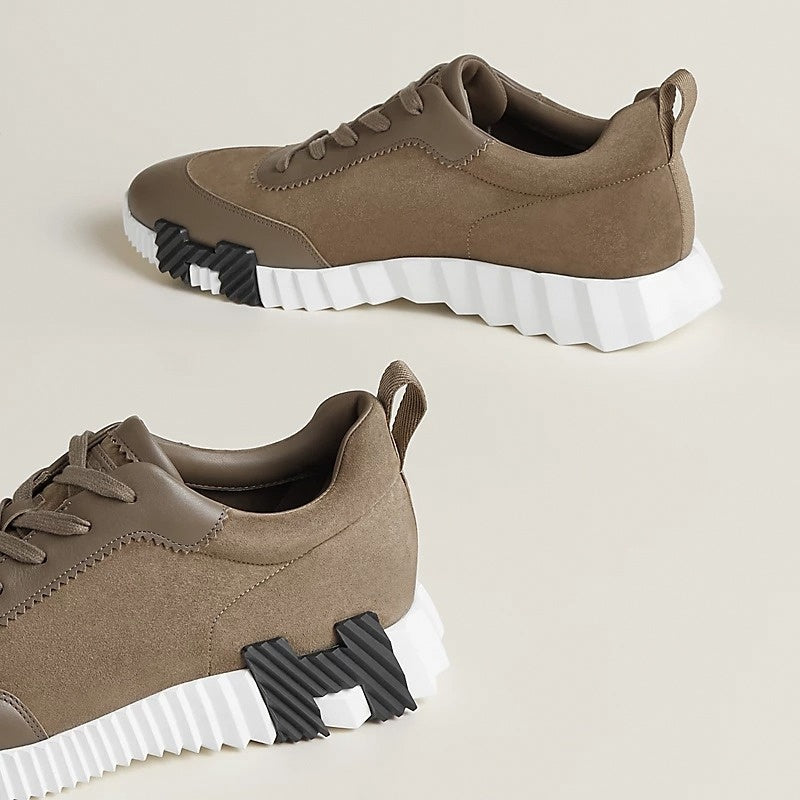 Hermes Bouncing Sneaker in Taupe Calfskin and Suede - image 4