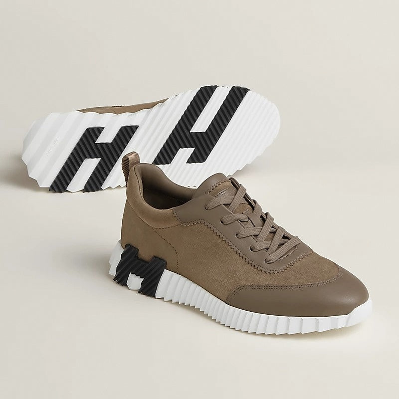 Hermes Bouncing Sneaker in Taupe Calfskin and Suede - image 5