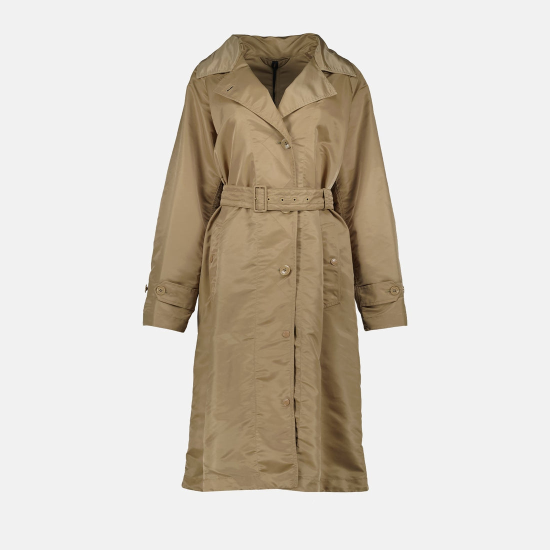 Beige Belted Technical Trench Coat