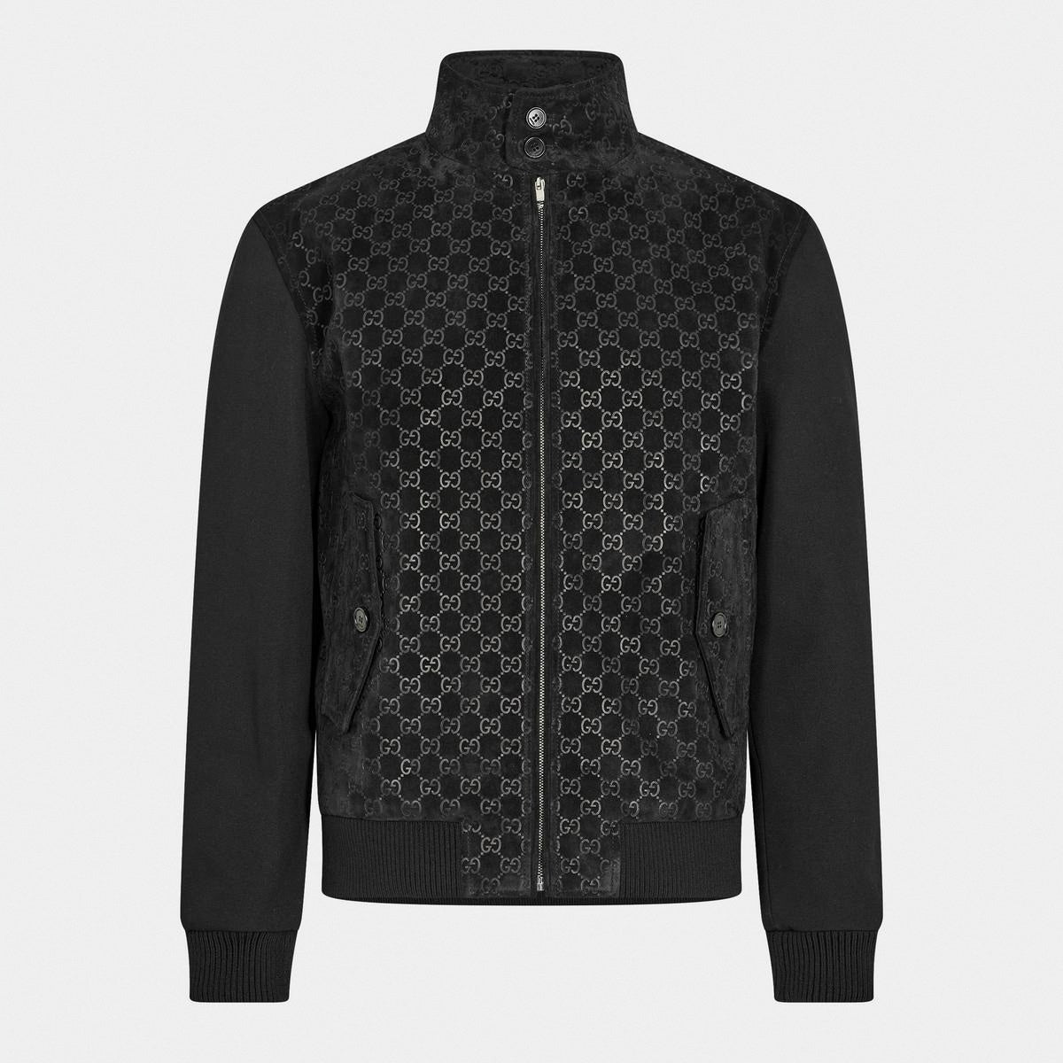 Gucci GG Jacquard Zip-Up Jacket in Black