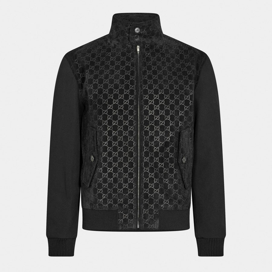 Gucci GG Jacquard Zip-Up Jacket in Black