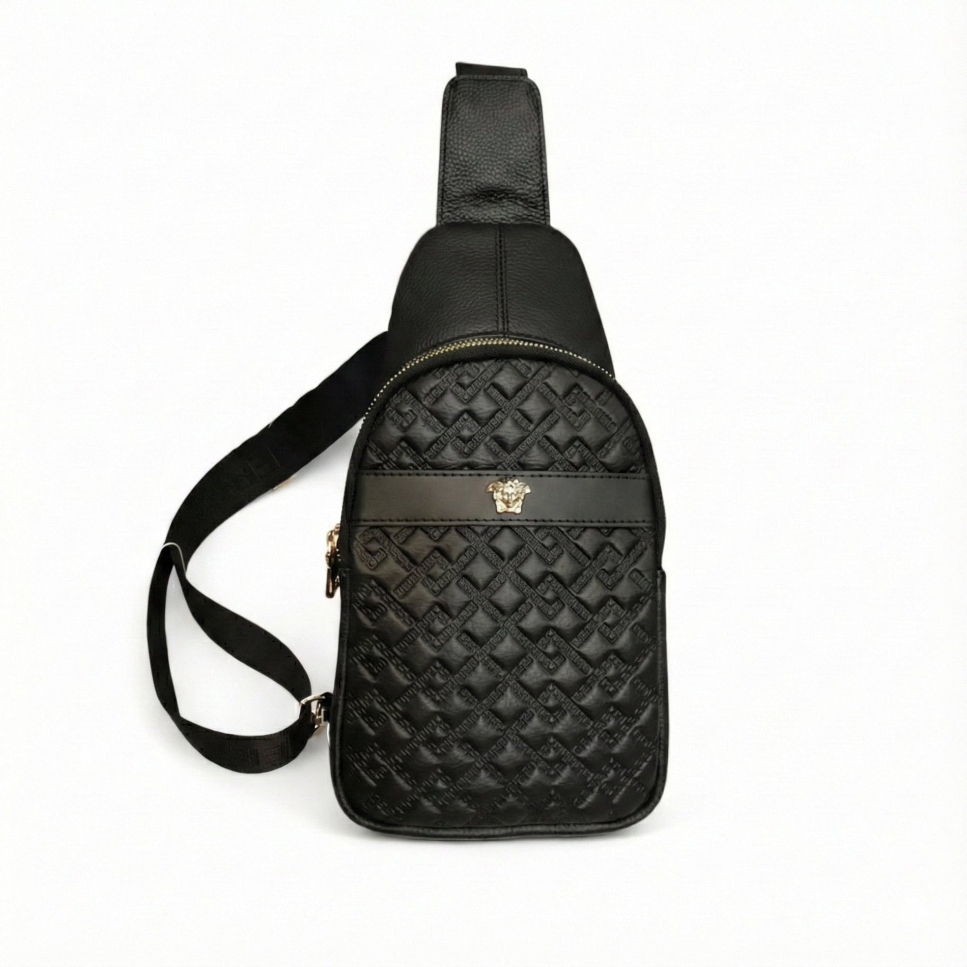 Versace Embossed Leather Sling Bag