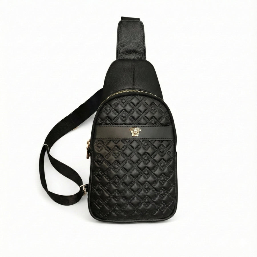 Versace Embossed Leather Sling Bag