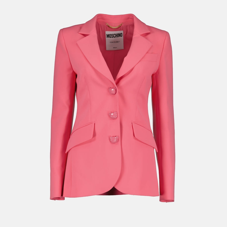 Moschino Pink Tailored Blazer with Teddy Bear Buttons