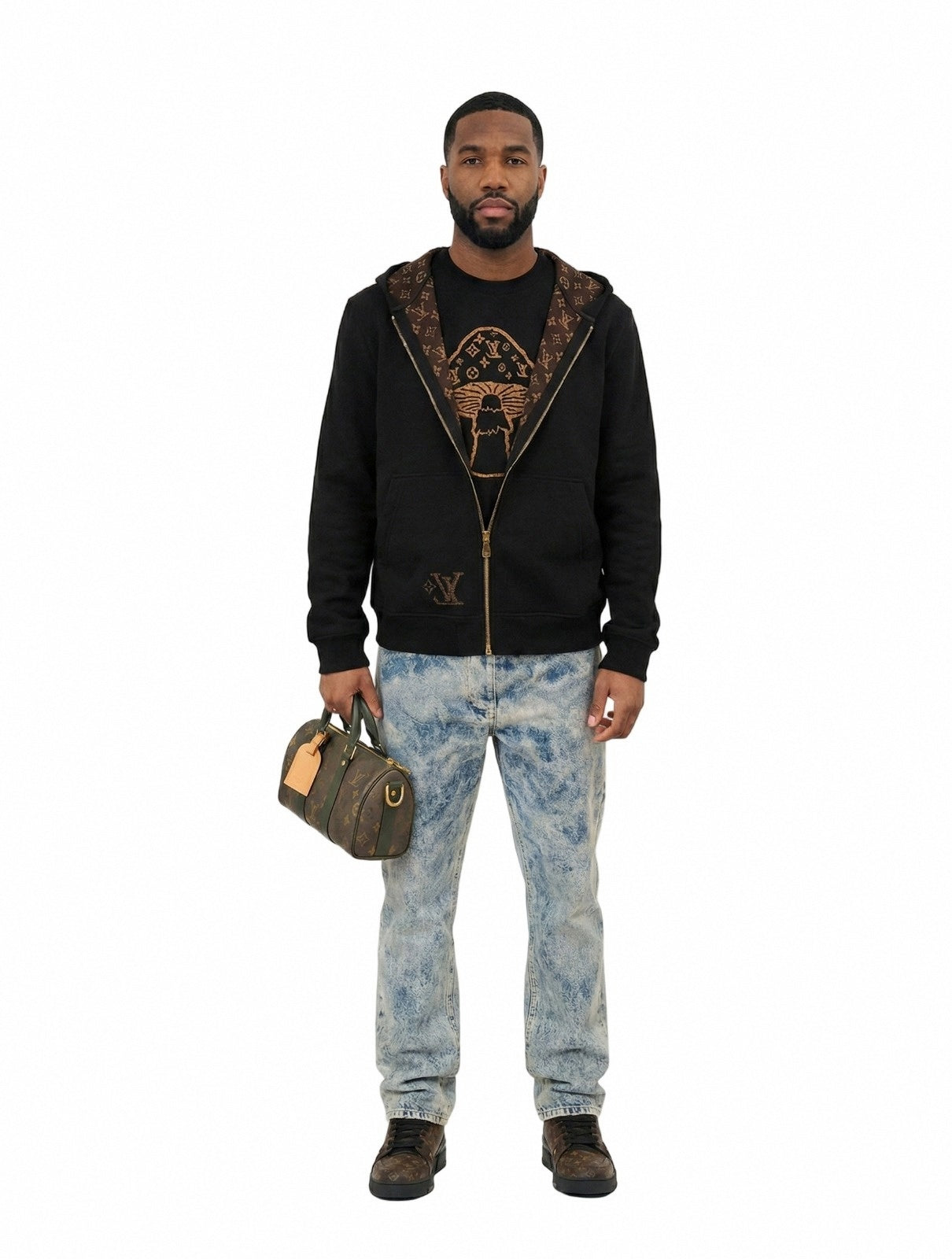Louis Vuitton Reversible Monogram Wool Zip Hoodie – Black & Brown Edition - image 7