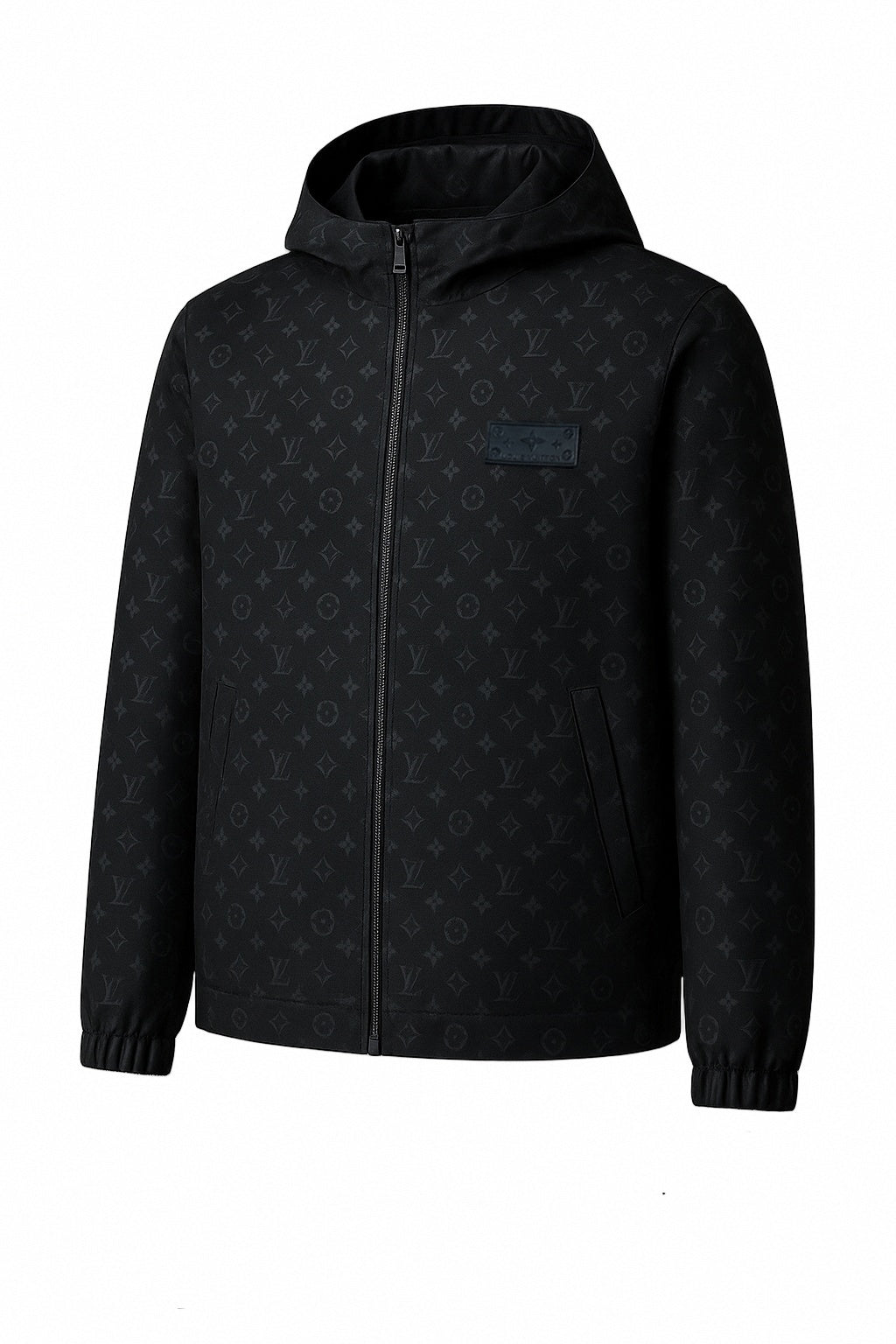 Louis Vuitton Black Monogram Hooded Windbreaker Jacket